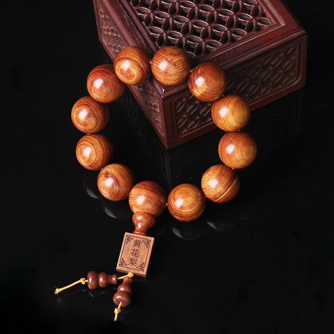 Bracelet en perles naturelles de Bouddha Huanghuali vietnamiennes, bracelet en bois de rose et lotus, bracelet en bois parfumé Wenwan m3331302