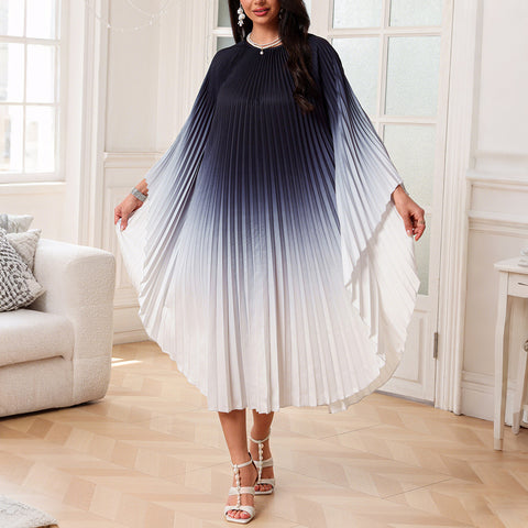 Elegantes Organ Plissee Cape langes Kleid Kleid m301386 