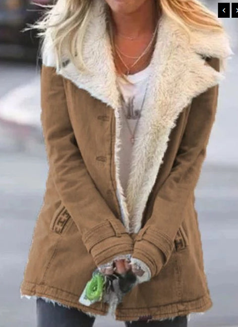 Hot Sale Autumn and Winter Solid Color Plush Hooded Medium and Long Jacket Female m301987