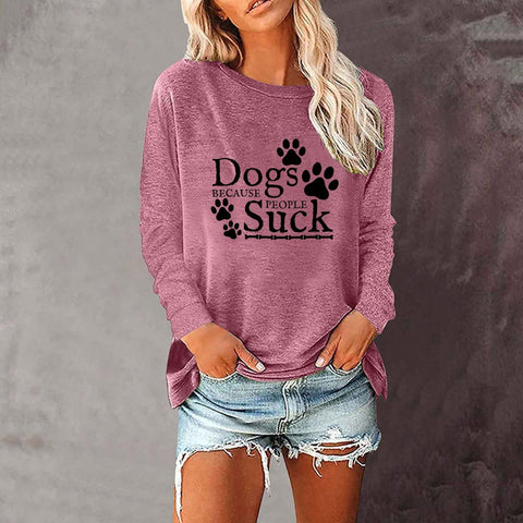 T-shirt ample à manches longues et col rond pour femme, imprimé commerce extérieur, M300920 