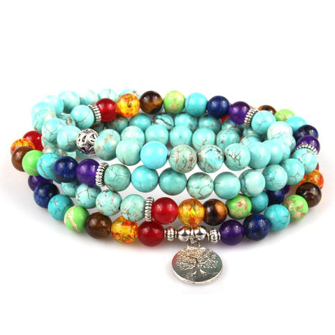 8 mm neues Amazon-Armband, 108 Buddha-Perlen, Lotus-Armband mit mehreren Kreisen, Lebensbaum-Anhänger, Pulloverkette, M3331309