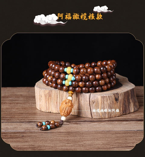 Bracelet en perles naturelles de Bouddha Huanghuali vietnamiennes, bracelet en bois de rose et lotus, bracelet en bois parfumé Wenwan m3331302