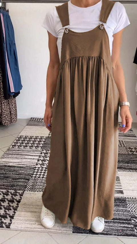Women's suspender cotton and linen dress long dress women's m302498