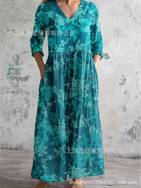 3D printing summer casual loose long-sleeved dress m301729
