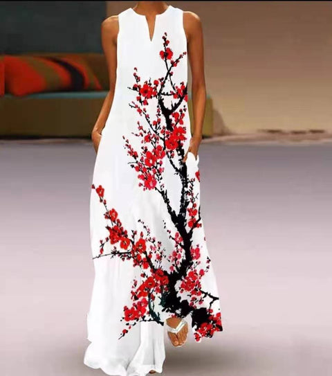 Robe fleurie à col en V M300202 