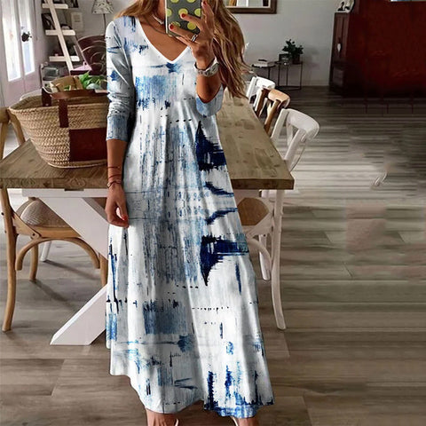 Robe à manches longues et imprimé floral pour femme M300705 