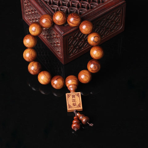 Bracelet en perles naturelles de Bouddha Huanghuali vietnamiennes, bracelet en bois de rose et lotus, bracelet en bois parfumé Wenwan m3331302