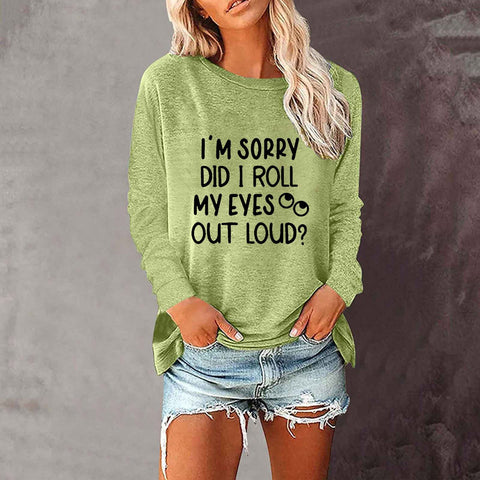T-shirt ample à manches longues et col rond pour femme, imprimé commerce extérieur, M300920 