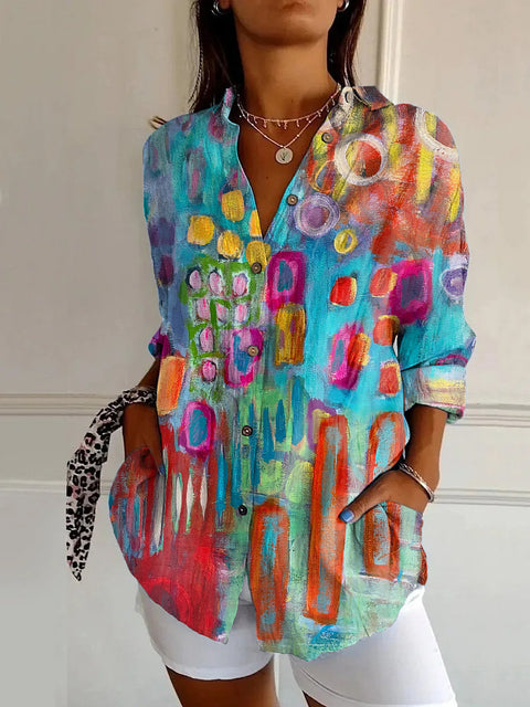 European and American trend long-sleeved shirt printing 3D shirt floral pattern m301726
