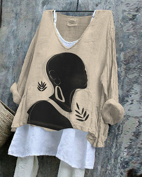 Long-sleeved printed casual pullover loose round neck single-piece T-shirt m301042