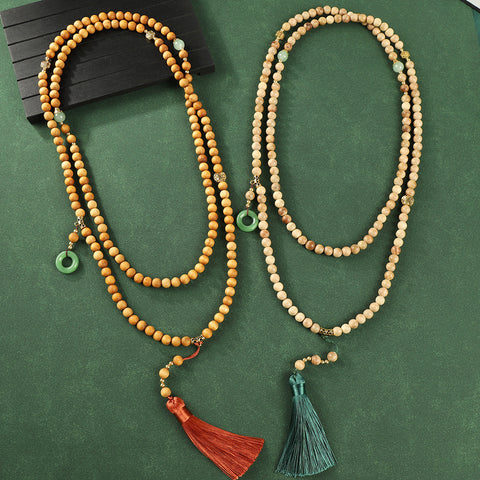 Guofeng Umhängekette Ya Bai Buddha Perlenkette mit Fransen Retro Pulloverkette m3331290 