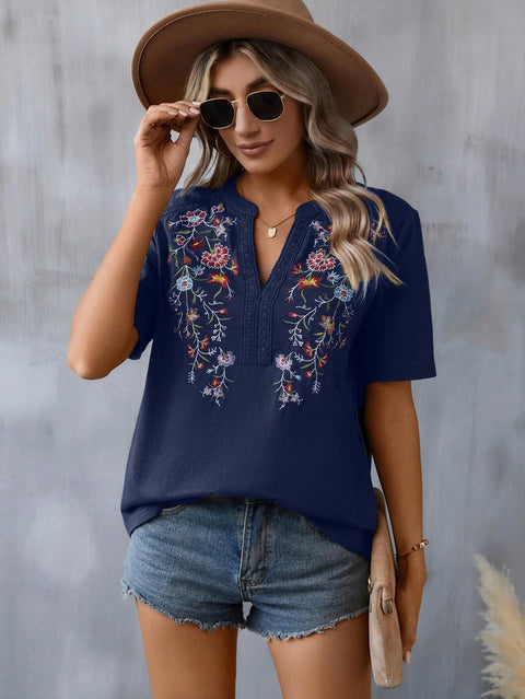 10.000-Nadel besticktes Spitzentop für Damen, T-Shirt m300884 