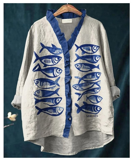 Damen T-Shirt mit Rundhalsausschnitt und lockerem Druck in Übergröße, m301365 