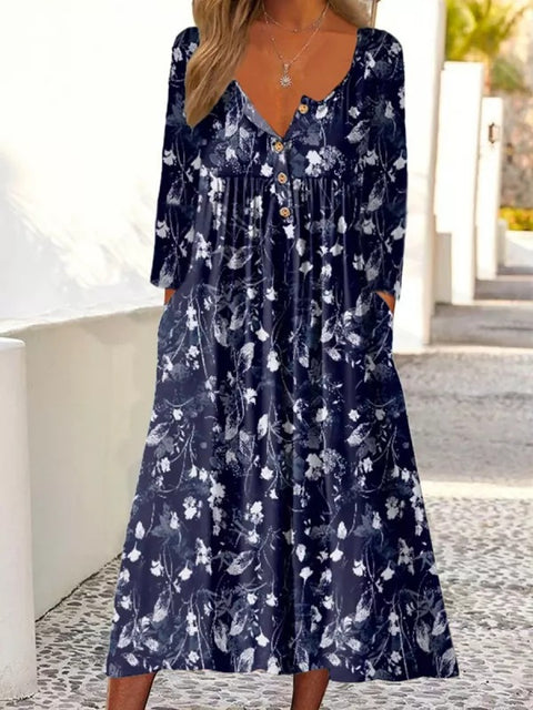 Robe boutonnée avec cardigan à poches imprimé m300714 