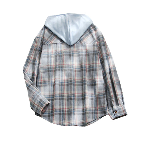 Kapuzenpullover mit Knopfleiste, lässige Hemdjacke m300518 
