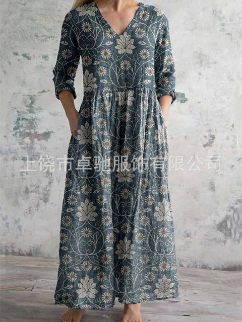 3D printing summer casual loose long-sleeved dress m301729