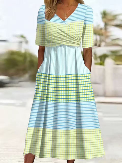 Summer v-neck pocket dress m302897
