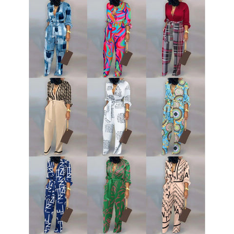 Lockerer Jumpsuit in Übergröße mit hoher Taille, lässiger Jumpsuit mit geradem Bein, Euro M300189 
