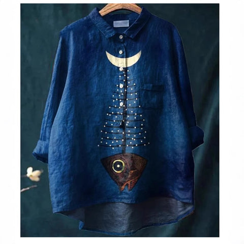 Lässiges Damen-T-Shirt mit Rundhalsausschnitt und lockerem Druck in großen Größen m301279 