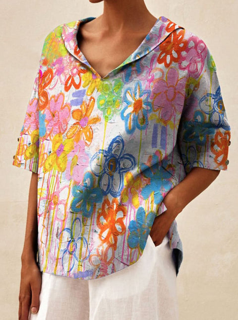 Solid color cotton and linen loose hooded top T-shirt m302700