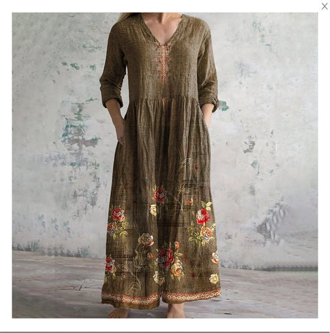 3D printing summer casual loose long-sleeved dress m301729