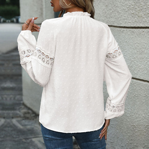 Herbst neue langärmelige Spleißen Jacquard Shirt Frauen m300848 