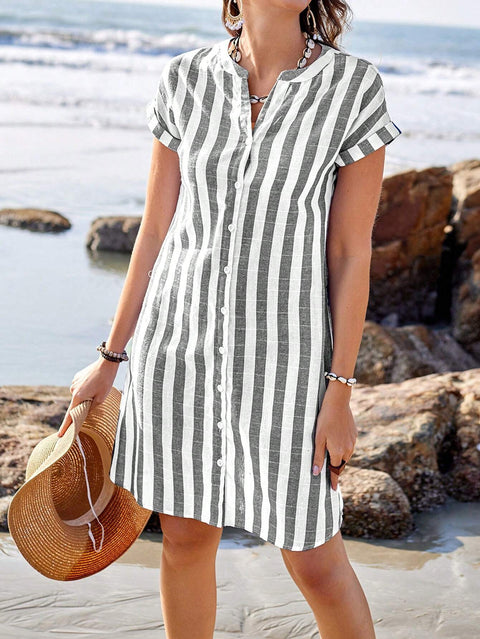 Summer shirt women's fashion loose casual temperament striped top m302469