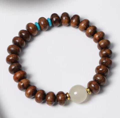 Bracelet en perles naturelles de Bouddha Huanghuali vietnamiennes, bracelet en bois de rose et lotus, bracelet en bois parfumé Wenwan m3331302