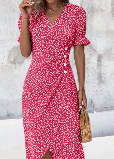 Kleid mit geometrischen Collage-Blasenärmeln und unregelmäßigem Saum, m301272 