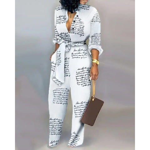 Lockerer Jumpsuit in Übergröße mit hoher Taille, lässiger Jumpsuit mit geradem Bein, Euro M300189 