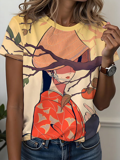 Women's Crew Neck Short Sleeve Casual Fashion Top m302607