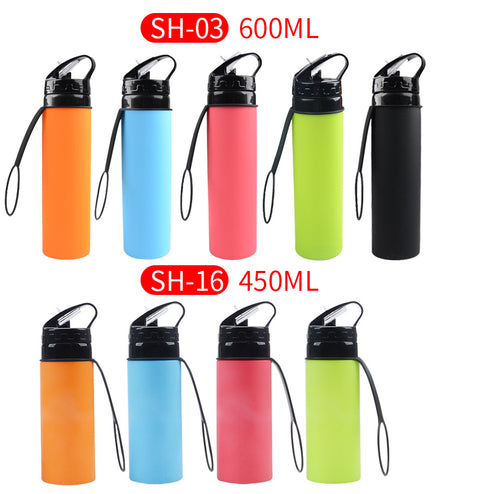 600 ml Outdoor Radfahren Wasserbecher Tragbarer faltbarer Silikon-Wasserbeutel Geschenk Sportwasserflasche M3330622 