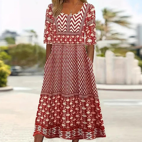 3D digital printing round neck short sleeve comfortable women's dress m302988