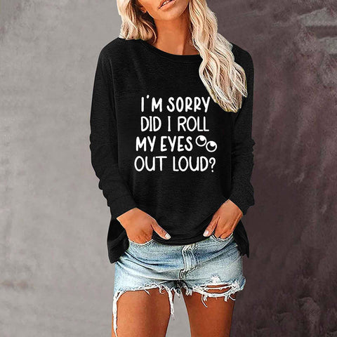 T-shirt ample à manches longues et col rond pour femme, imprimé commerce extérieur, M300920 