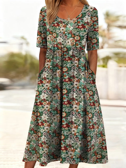 Summer new mid-waist women's casual round neck printed pendulum skirt m302479