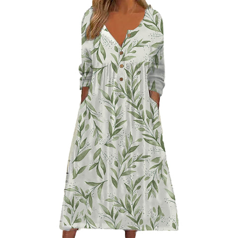 Robe boutonnée avec cardigan à poches imprimé m300714 