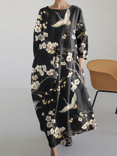Lose neue retro floral lose frauen gedruckt lange kleid m300916 