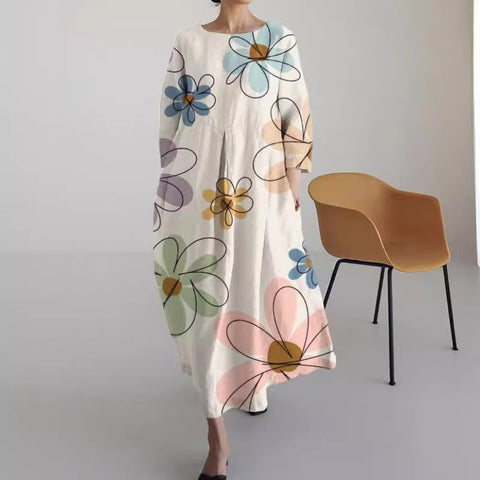 Lose neue retro floral lose frauen gedruckt lange kleid m300916 