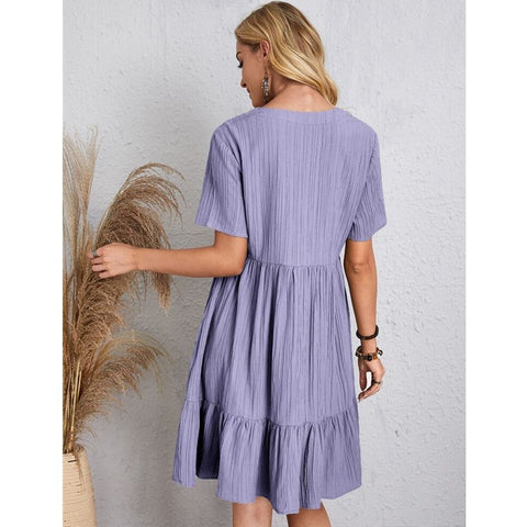 Sommer lose beiläufige Kurzarm-Taille elegantes Kleid m300029 