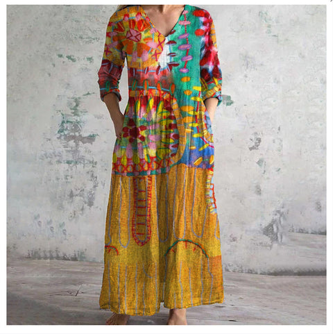 3D-Druck Sommer urban lässig lockeres Kleid Damen m301037