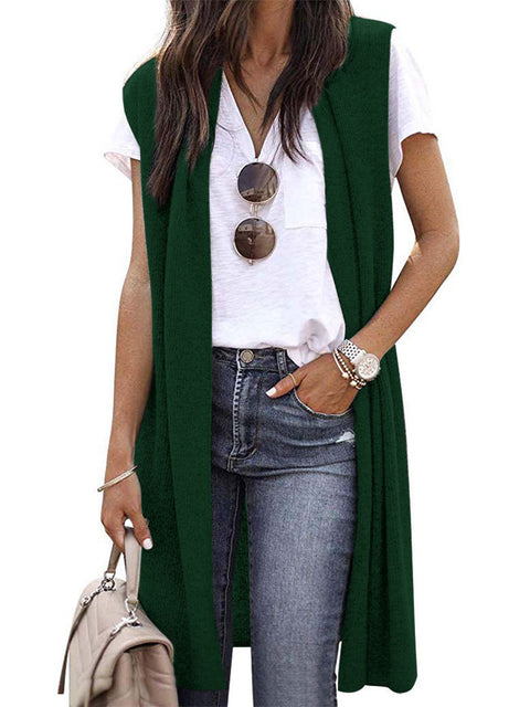 Cardigan tendance mi-long sans manches pour femme M300300 