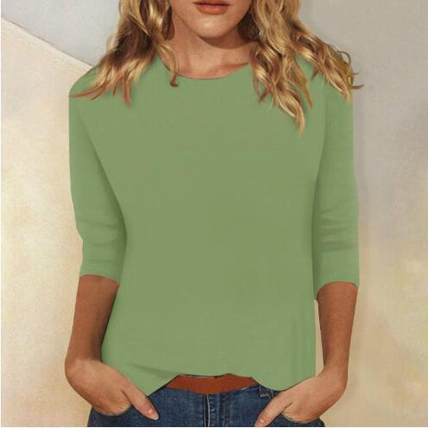 Crew neck print solid color T-shirt m300770