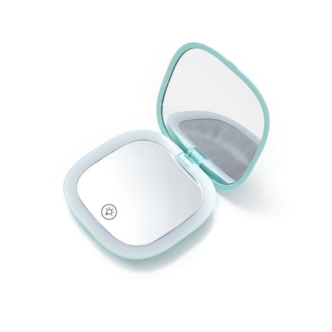 Miroir cosmétique portable à LED double face avec lumière, miroir de poche, cadeau M3330714