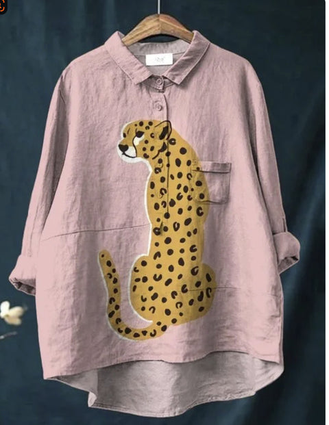 Loose printing round neck casual large size women's T-shirt m302702