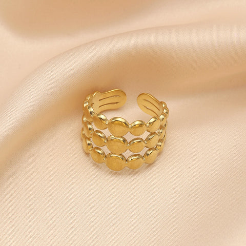 Bague de luxe légère en acier titane plaqué or, résistante à la décoloration, m3331184