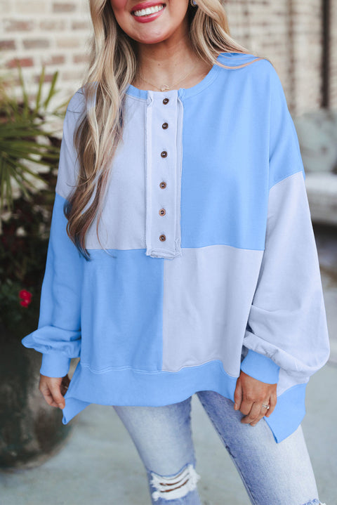 Spleißen kontrastierenden Fleece Schnalle langen Revers Pullover Damen Obermaterial m301011 