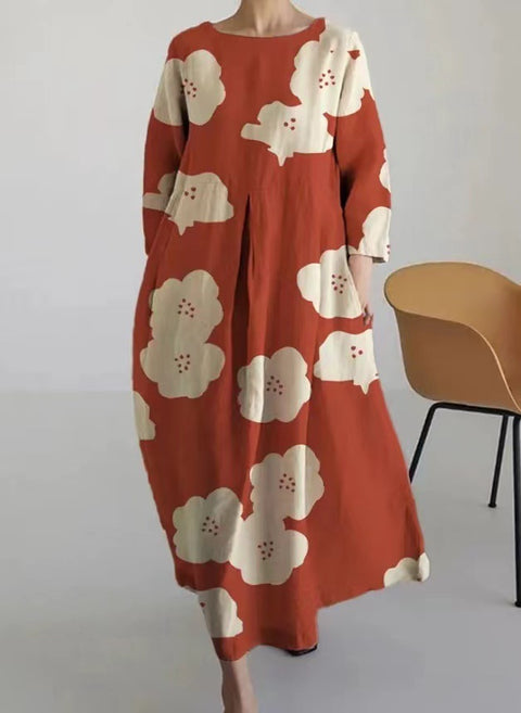 3D-Baumwollimitat-Pull-Frame-Craft-Damen-Pendelkleid m301038