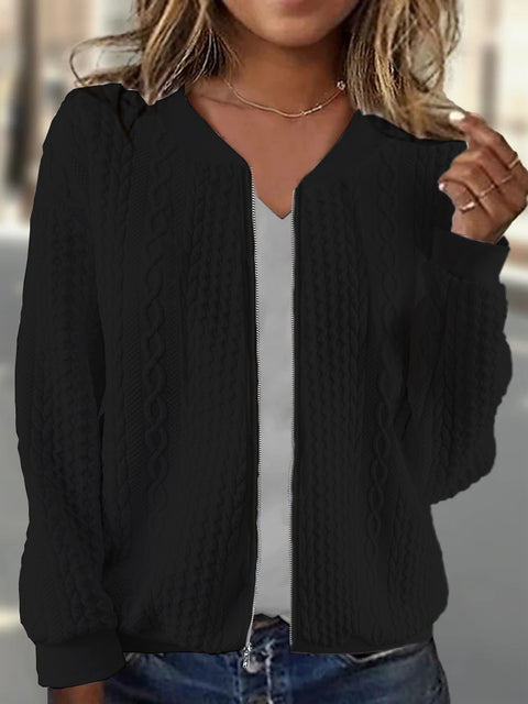 Zipper twist long-sleeved sweater jacket baseball women m300406