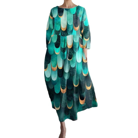 Lose neue retro floral lose frauen gedruckt lange kleid m300916 
