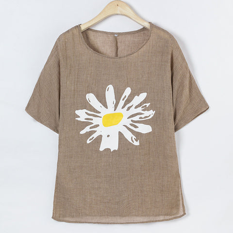 Lockerer Rundhalsausschnitt, bedruckter Pullover, mittellange Ärmel, Damen-T-Shirt m300917 